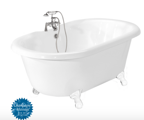 American Bath Factory Celine 70-in White Acrylic Clawfoot Air Bath with Center Drain