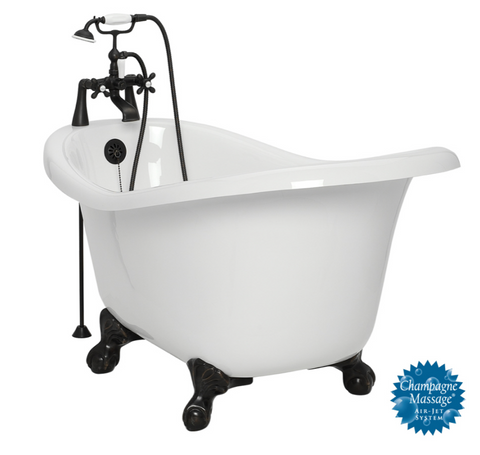 American Bath Factory Marilyn 67-in White Acrylic Clawfoot Air Bath with Reversible Drain