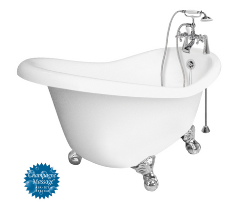 American Bath Factory Marilyn 67-in White Acrylic Clawfoot Air Bath with Reversible Drain