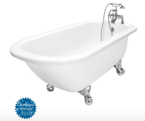 American Bath Factory 67-in White Acrylic Clawfoot Air Bath with Reversible Drain